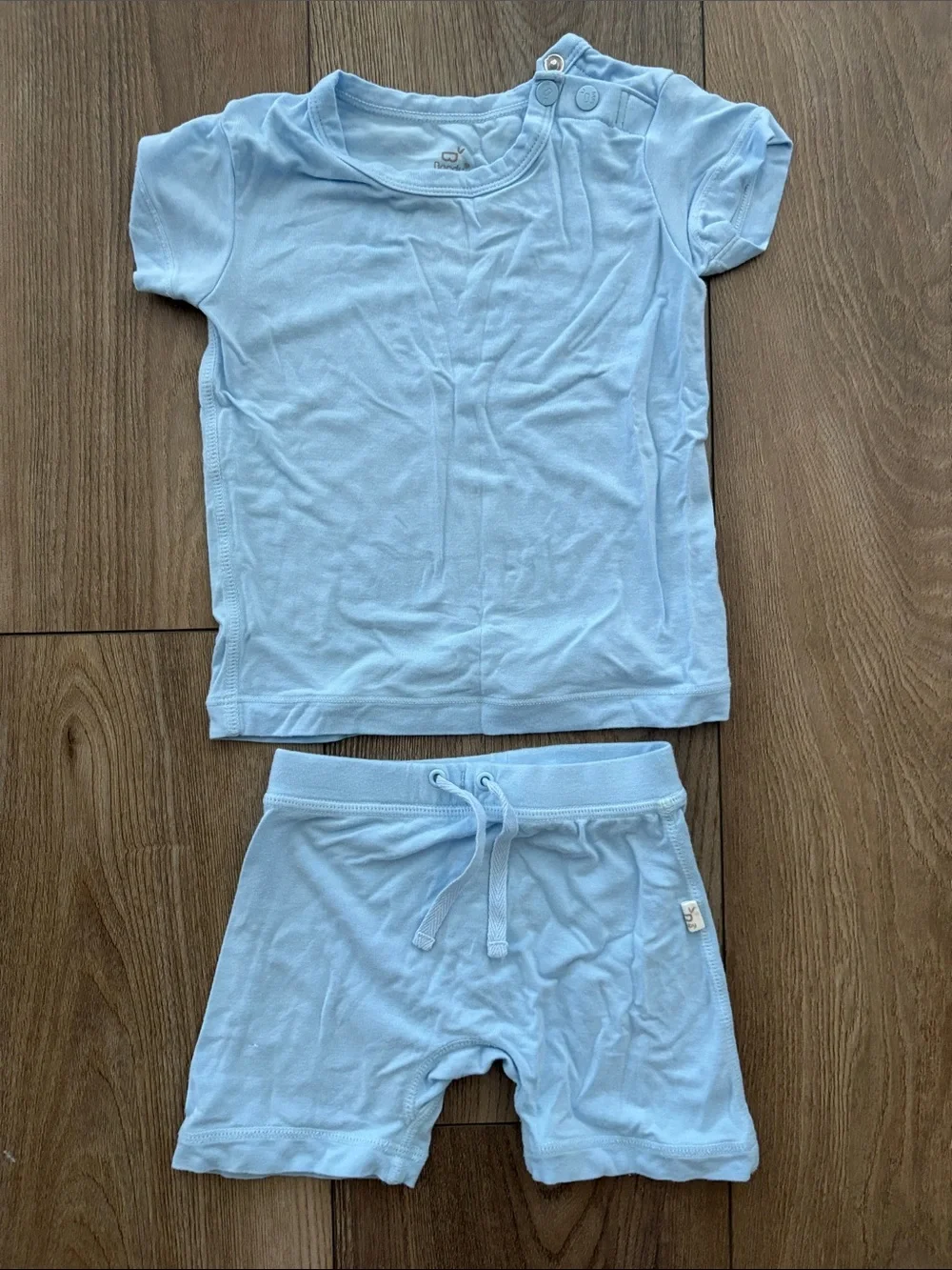 Children's Short Sleeve Pajama Set in Light Blue - Soft Sleepwear Top & Shorts